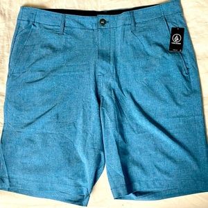 Volcom Men's Size 38 Blue Heather Flat Front Hybrid Boardshorts